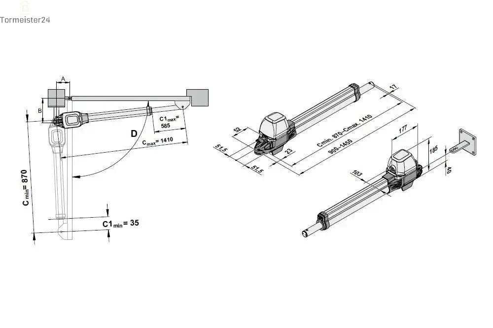 Asymmetrisches automatisches Drehtor avec unterschiedlich langen Torflügeln et passender Antriebslösung pour ruhigen, sauberen Torlauf.