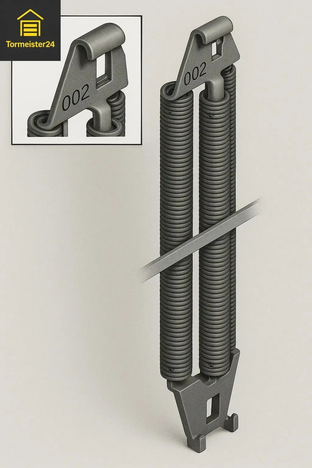 Hörmann porte basculante dans d’une Garage avec gebrochener ressort de traction et passender Ersatzlösung par Original Hörmann paquet de ressorts 3-fach ou 4-fach pour N80, F80 et EcoStar.