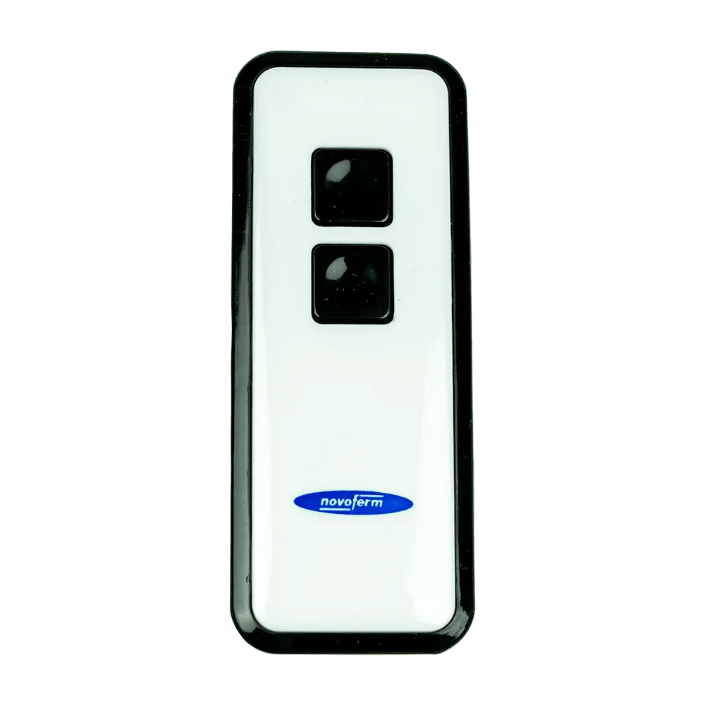 Handsender Novotron 522, 433 MHz Vorderansicht
Novotron 522 Handsender für Novoferm Garagentore
Handsender Novotron 522 für Tormatic Antriebe
Fernbedienung Novotron 522 in Schwarz
Handsender 2-Kanal Novotron 522 Design
Novotron Handsender 522 mit Batteriefach
Original Novotron 522 Handsender 433 MHz
Novotron 522 Handsender kompakte Bauweise
Handsender Novoferm und Tormatic 522 Modell
Novotron Handsender 522 programmierbar