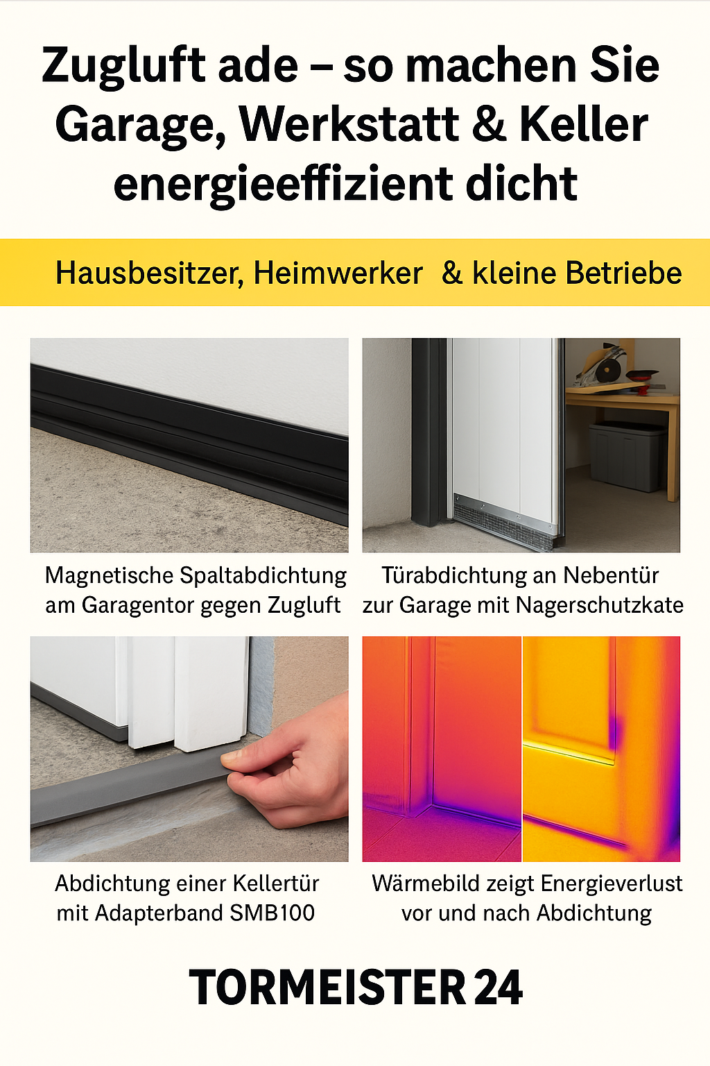 Vergleich: offene Türfuge vs. dicht montierte Türabdichtung