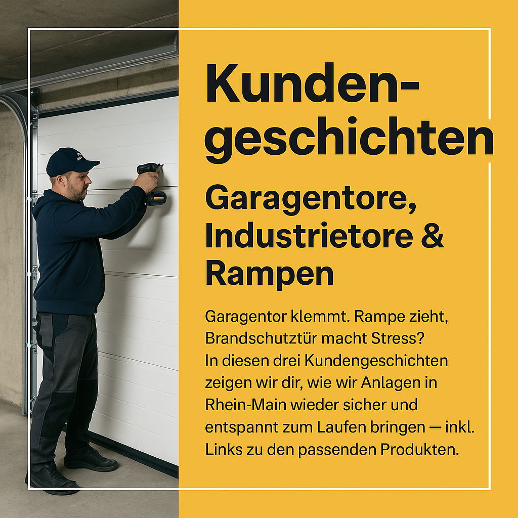 Tormeister24 Techniker montiert weißes Sektionaltor in einer Tiefgarage