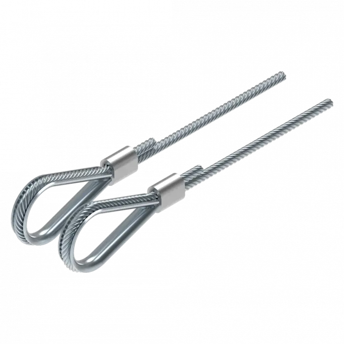 câble acier-Satz pour porte sectionnelle dans 3 mm et 4 mm, Gauche et Droite, avec verzinktem Stahlseil et Varianten avec ou sans Drahtseilkausche chez Tormeister24.