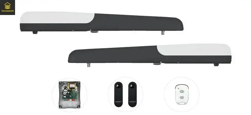 Langes automatisches Drehtor avec 4 m Torflügel et passendem Drehtorantrieb pour hohe Hebelkräfte, sauberen Torlauf et sichere Einfahrt.