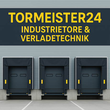Logistikhalle mit mehreren Industrietoren und Verladebrücken in Reihe bei Tageslicht