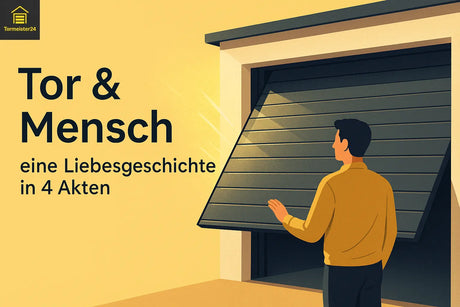 Modernes Garagentor im Herbstlicht mit glatter Oberfläche