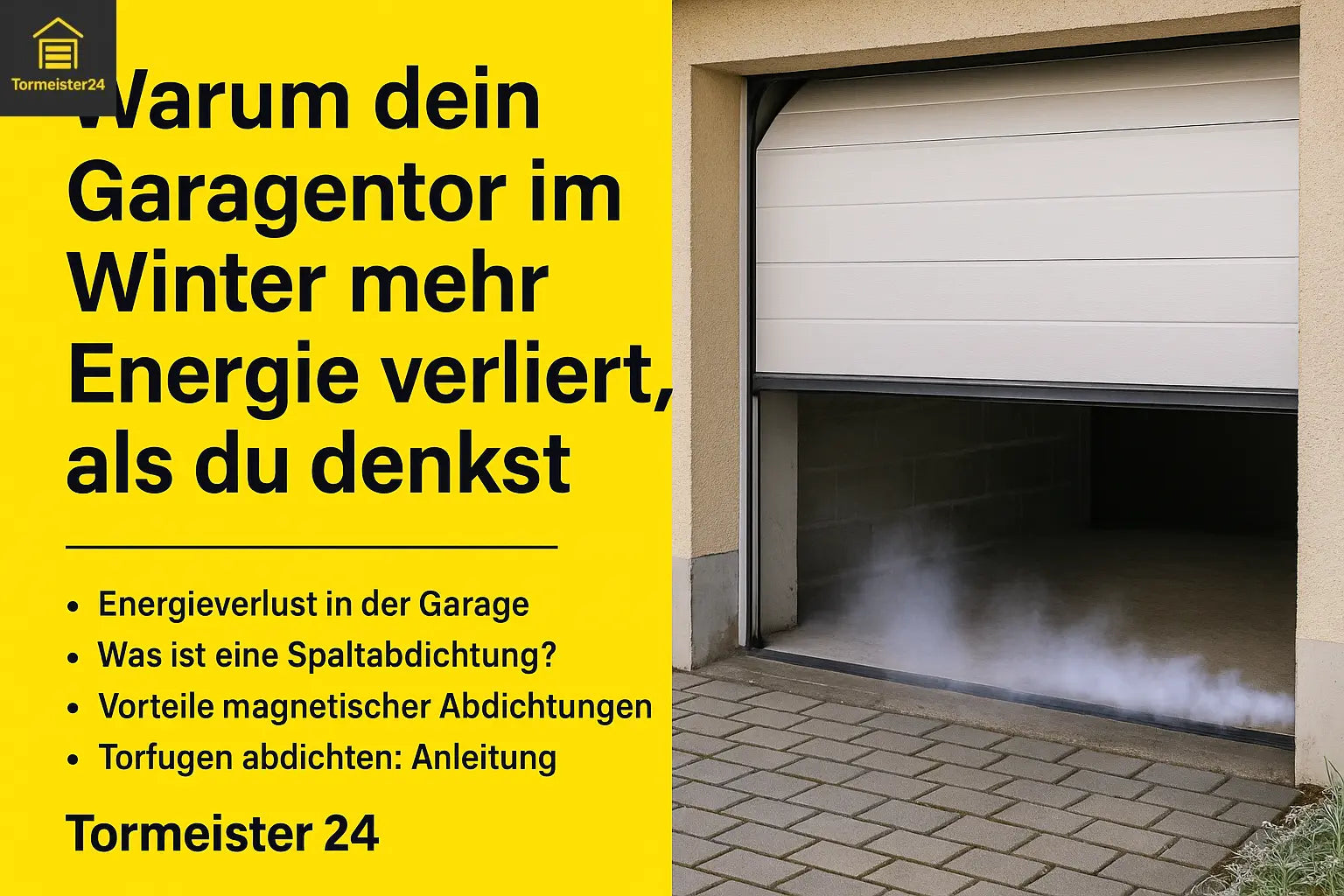 Garage mit offenem Sektionaltor und sichtbarem Luftzug