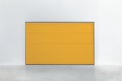 porte de garage Stucco Colore RAL 1021 Rapsgelb – leuchtend gelbe surface avec Stucco-Struktur