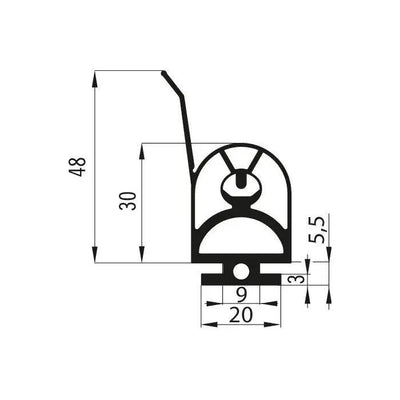 Marantec A-Profil 25.30 TTLa Kontaktleistenprofil 25x30 mm mit Dichtlippe, 30 m Rolle Marantec