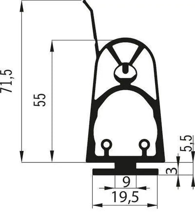 Marantec A-Profil 35.55 TsTLa Kontaktleistenprofil 35x55mm mit Dichtlippe, 30 m Rolle Marantec