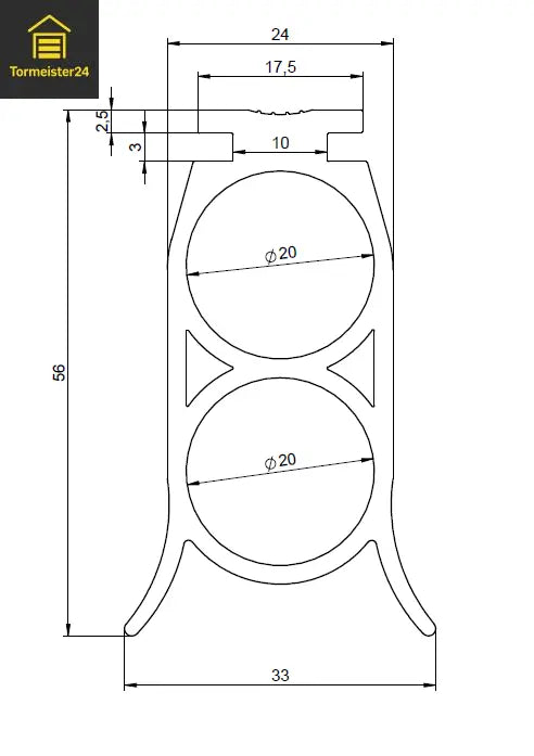 Doppelkammer-Bodengummi pour Novoferm portes sectionnelles
