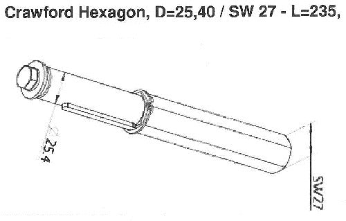 Steckwellen Adapter für Crawford Sechskantwelle SW 27