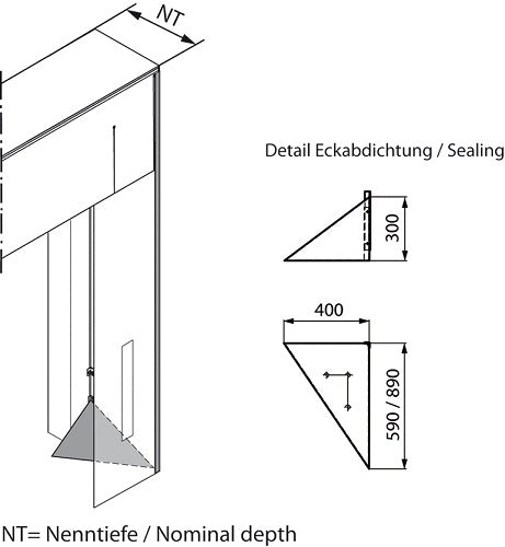 Torabdichtung Eckkissen Dreieck 400x890 mm